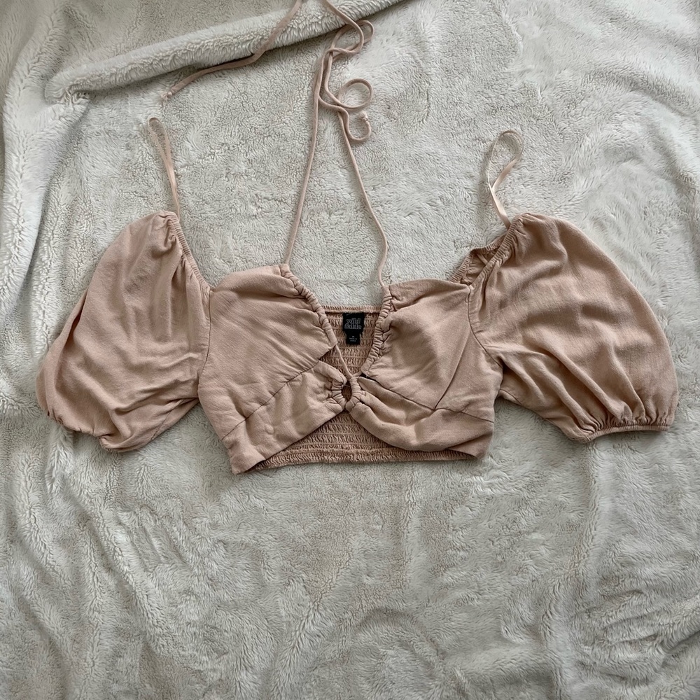 beige cropped top